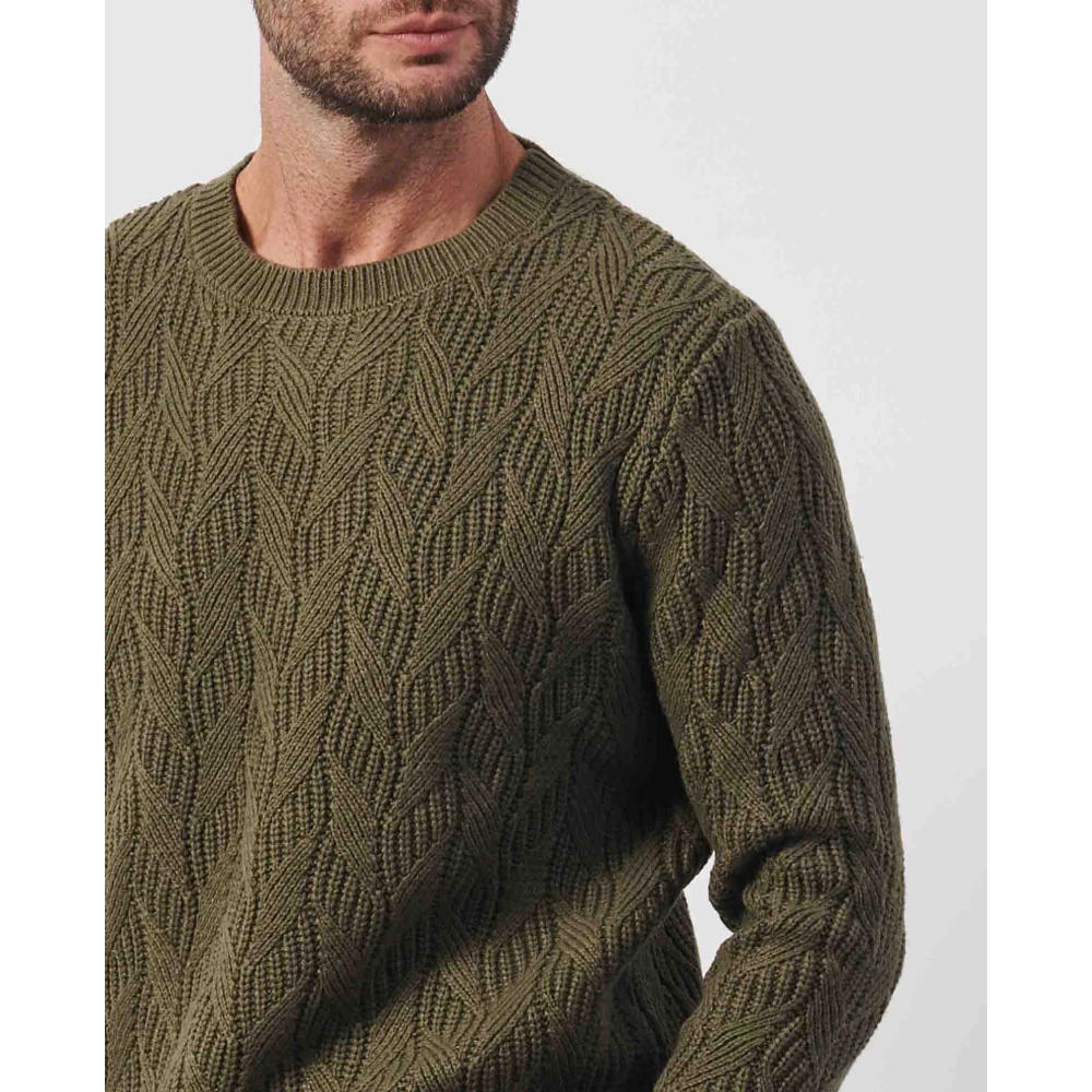 Guess Groene wollen trui met vlechten Green Heren