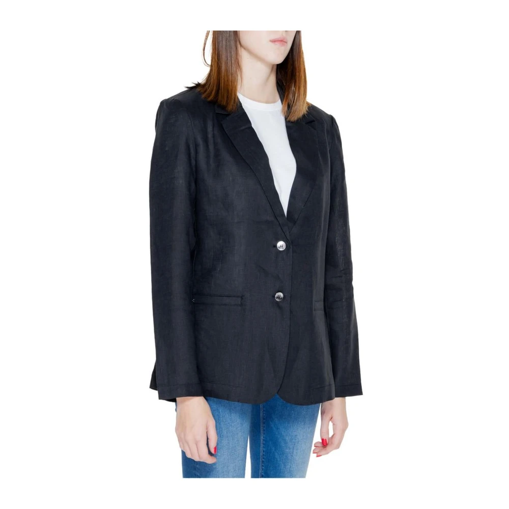 Street One Linnen Blazer Dames Jas Collectie Black Dames
