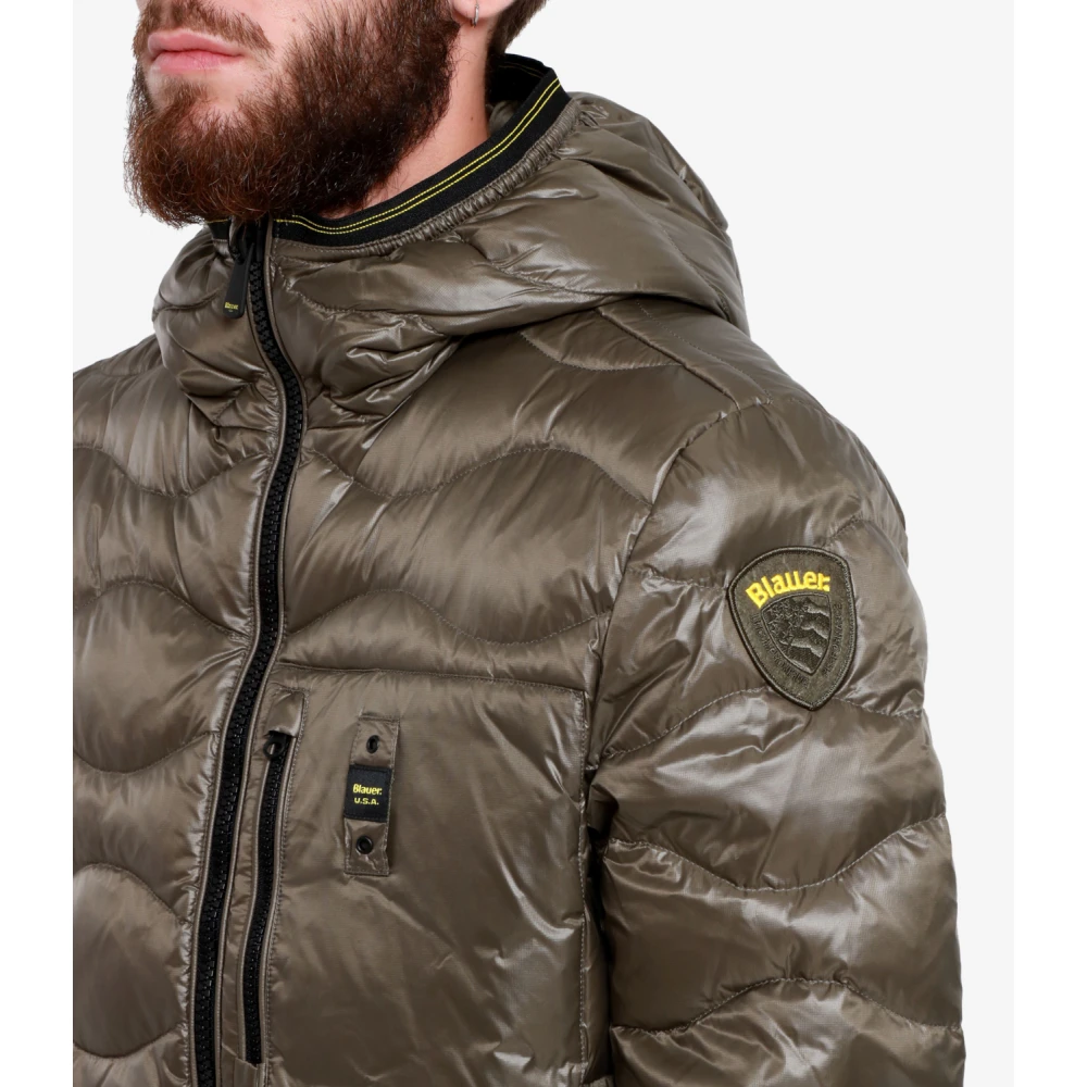 Blauer Technische Stof Hooded Gewatteerde Jas Green Heren