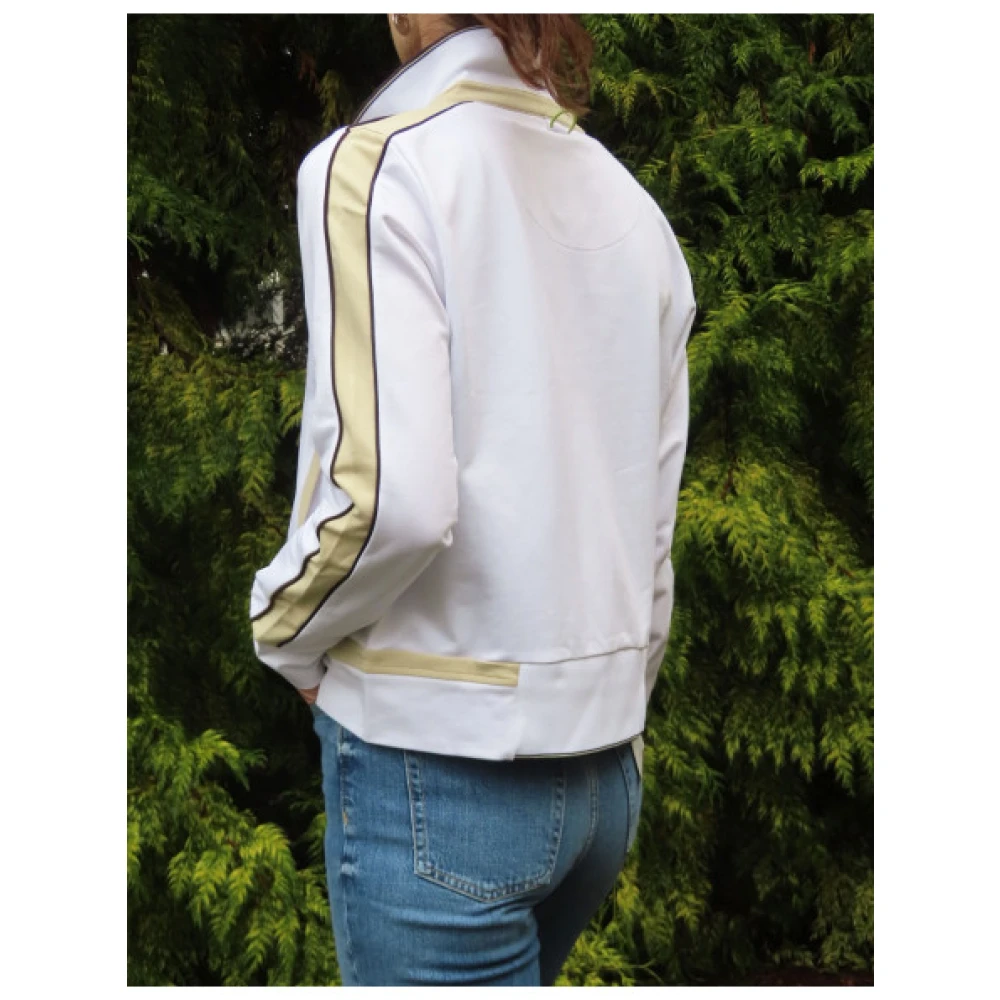 aeronautica militare Contrasterend Gestreept Vest met Rits White Dames