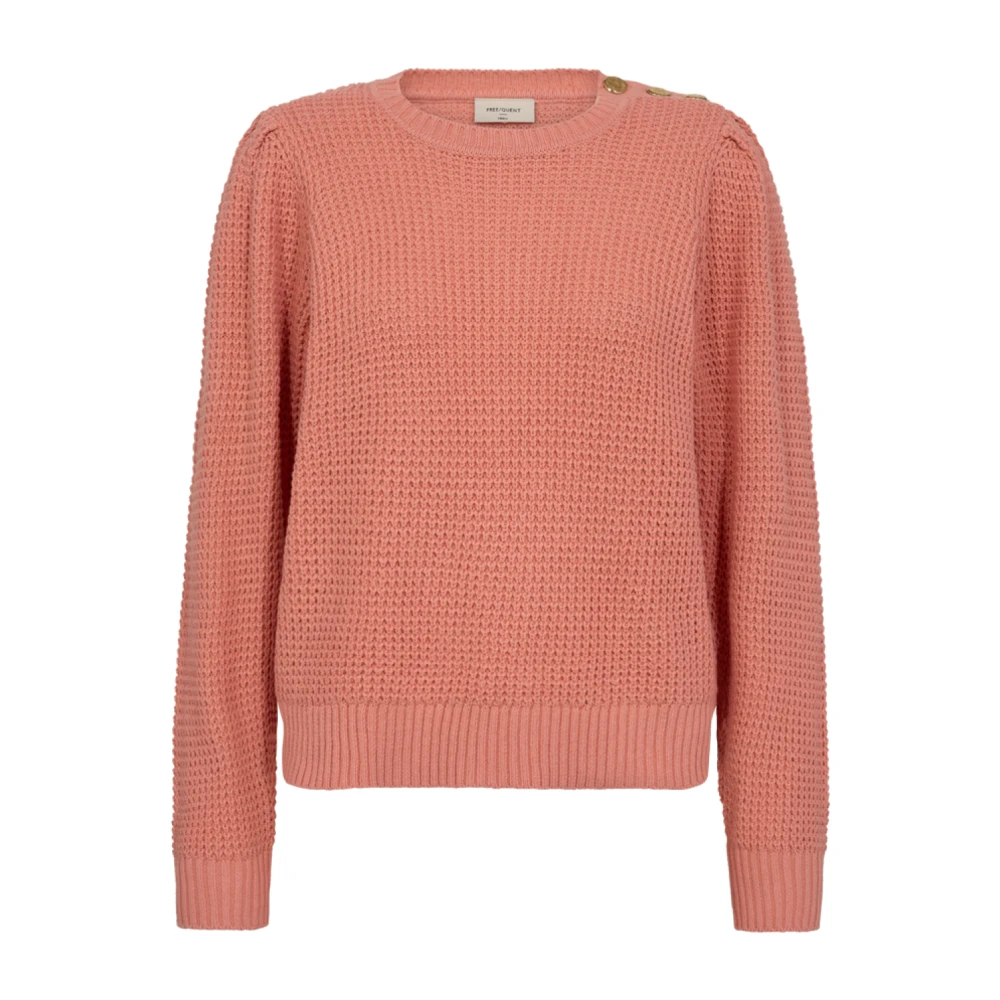 Freequent Koraal gebreide trui met knoopdetail Red Dames