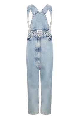 Ljus denimdungarees med justerbara axelband