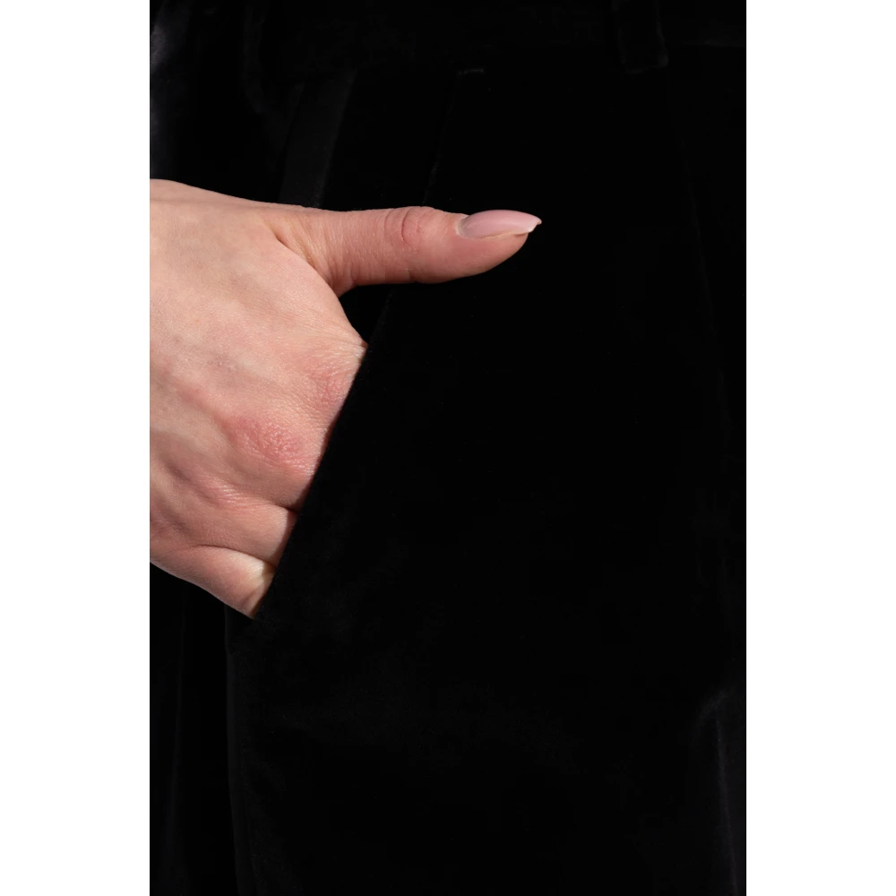 Dolce & Gabbana Fluwelen broek met zijstrepen Black Dames