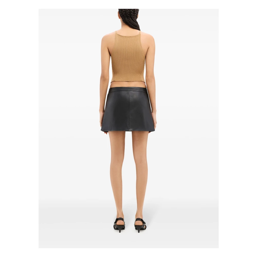 Courrèges Vintage Leren Mini-Rok Black Dames