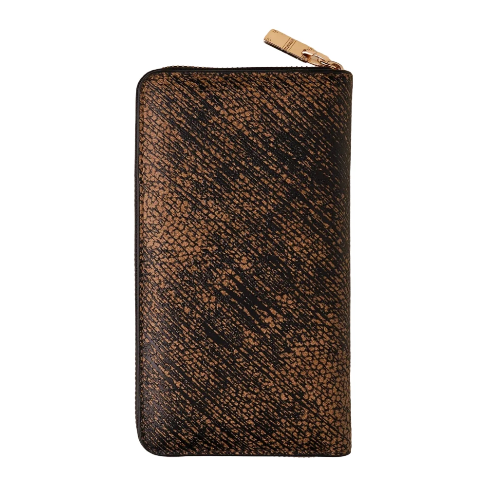 Borbonese Compact Leren Ritsportemonnee Brown Dames