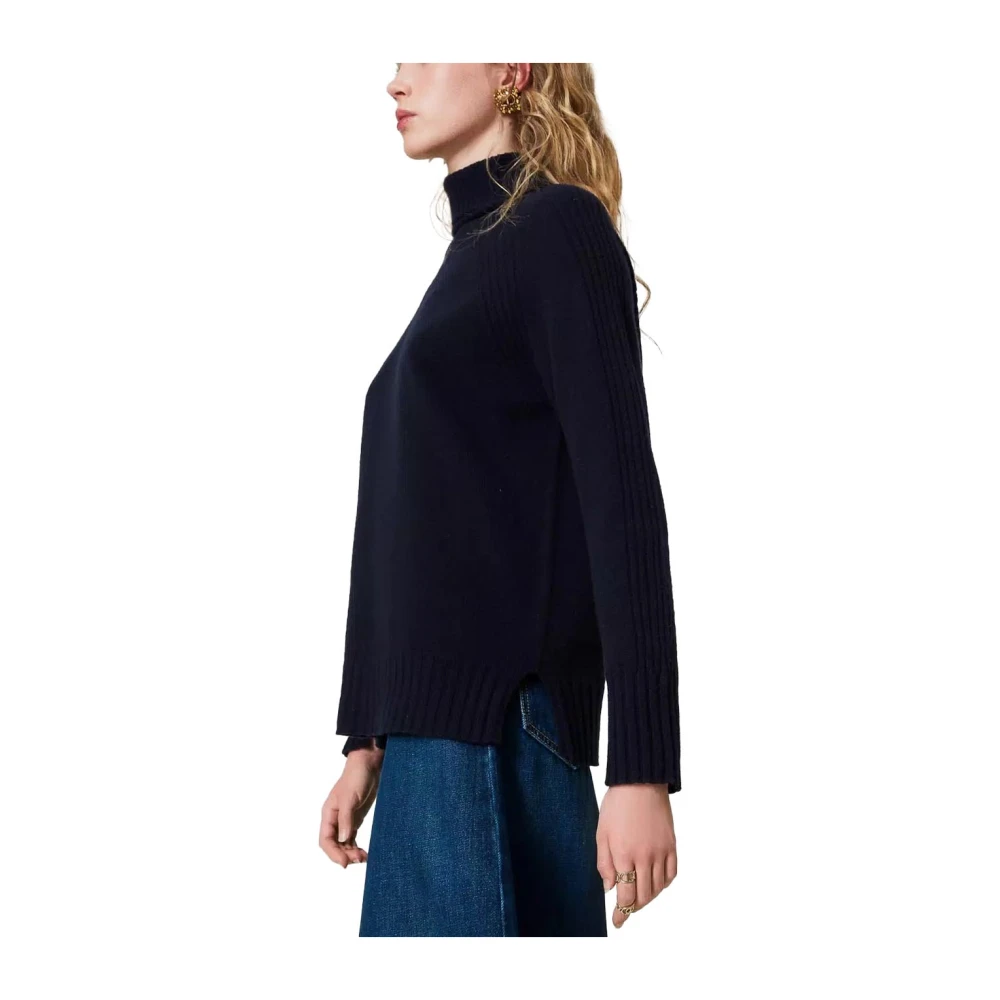 Twinset Kasjmierwol Coltrui Trui Blue Dames