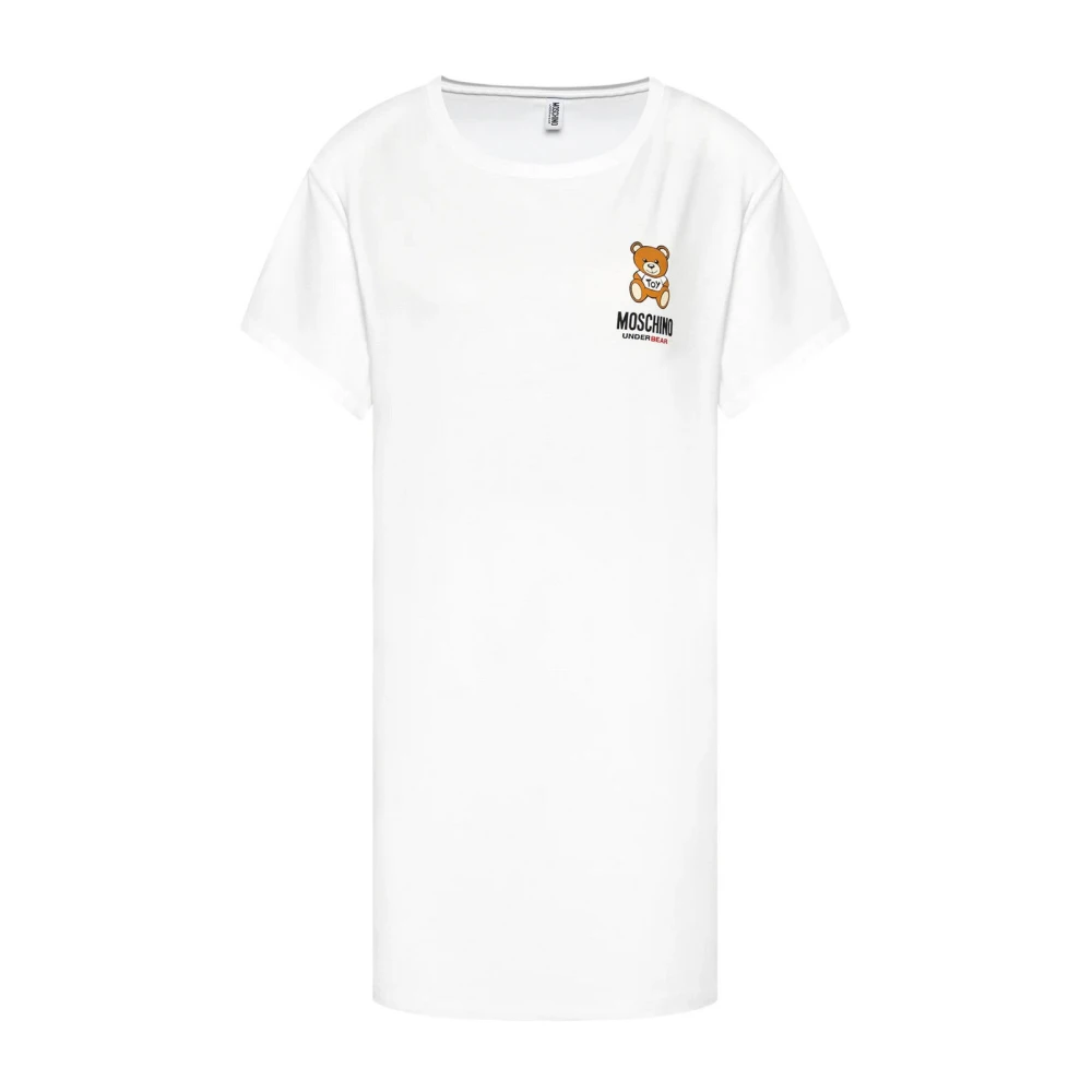 Moschino Katoenen Maxi T-shirt met Berenlogo White Dames