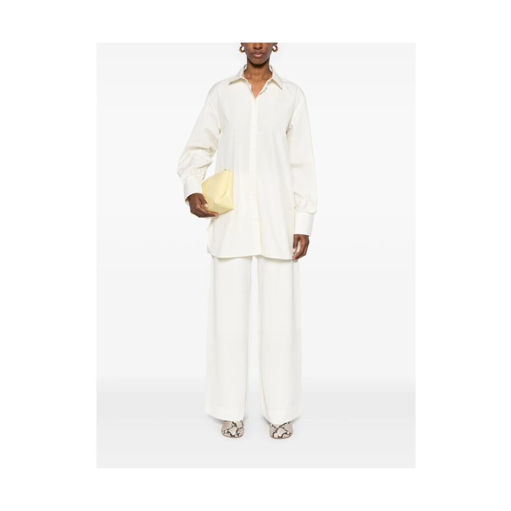 Mark Kenly Domino Tan Witte elastische tailleband casual broek White Dames