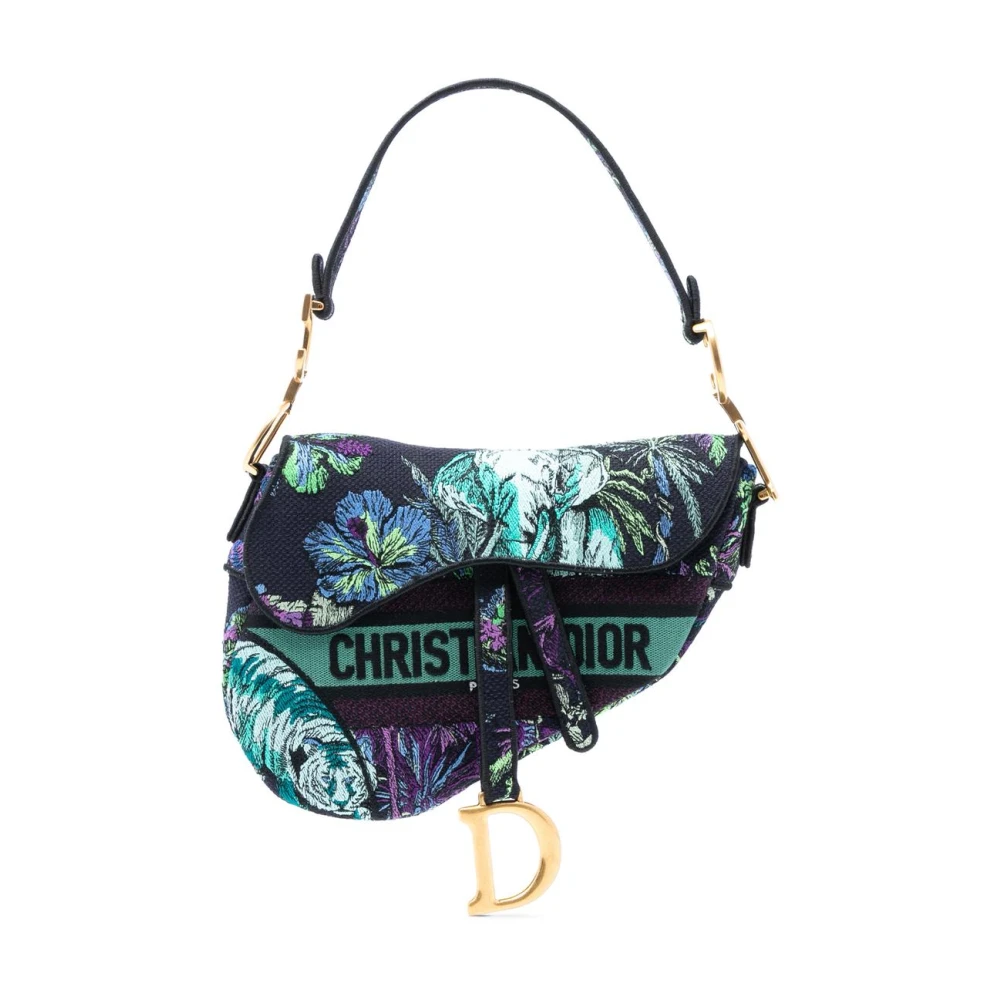 Dior Vintage Women's Pre-Owned Floral Jacquard Saddle Bag