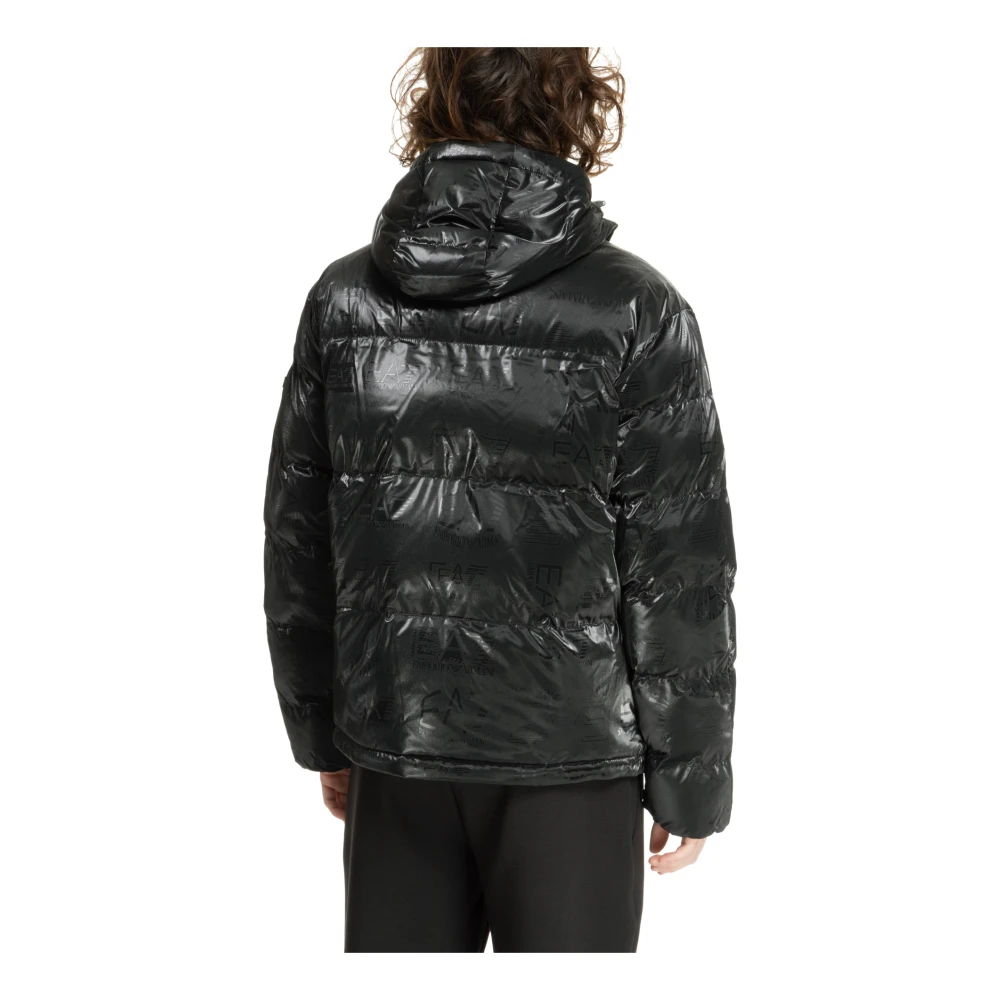 Emporio Armani EA7 Logo Snap-Zip Donsjas Black Heren
