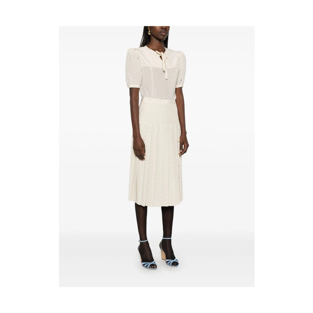 Alessandra Rich Elegante Geplooide Rok met Rits Beige Dames