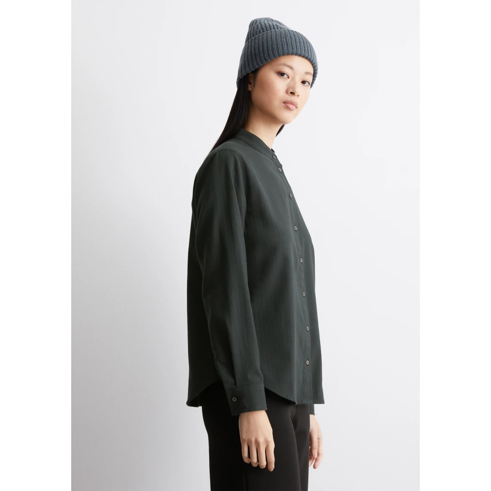 Marc O'Polo Relaxte flanellen blouse met lange mouwen Green Dames