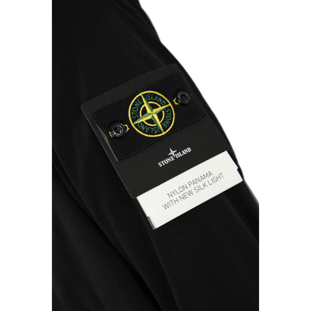 Stone Island Zwarte Nylon Technische Jas Met Capuchon Black Heren