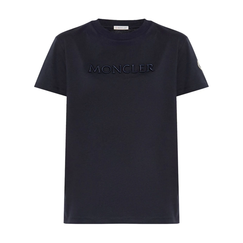 Moncler Blue T-Shirts, Female, M, Navy Logo Patch T-Shirt