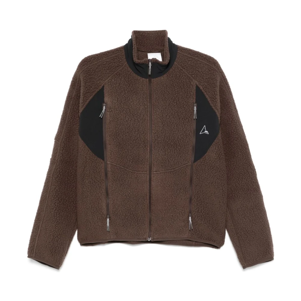 ROA Warme Fleecejas met Nylonpanelen Brown Heren