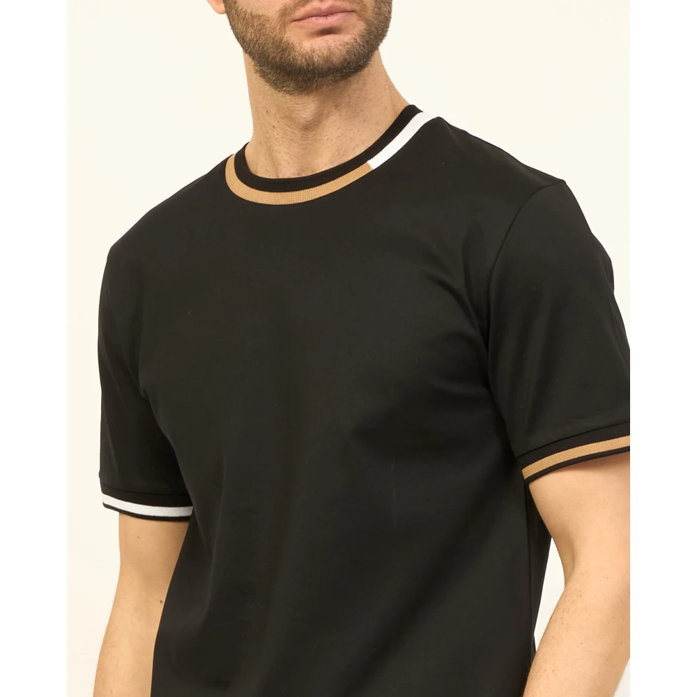 Boss Gestreept Zwart T-shirt Regular Fit Black Heren