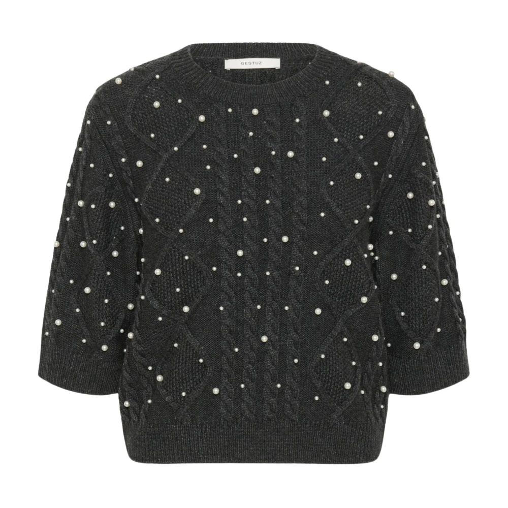 Gestuz Women's Black Round-Neck Knitwear, S, Round-Neck Knitwear