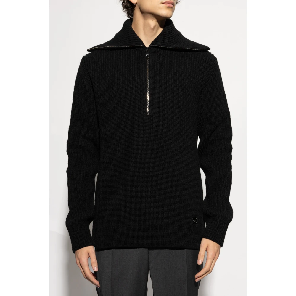 Dolce & Gabbana Wollen trui met brede kraag Black Heren