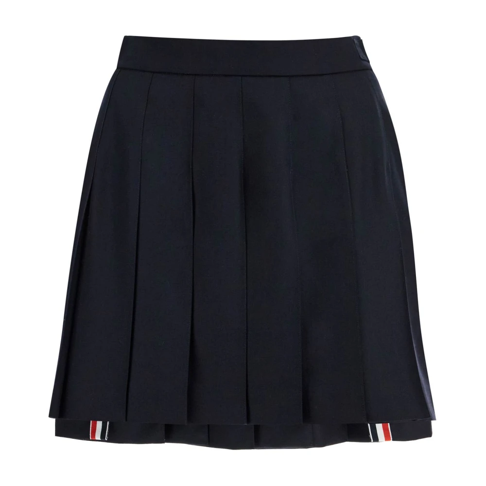 Thom Browne Geplooide Wollen Mini Rok Blue Dames