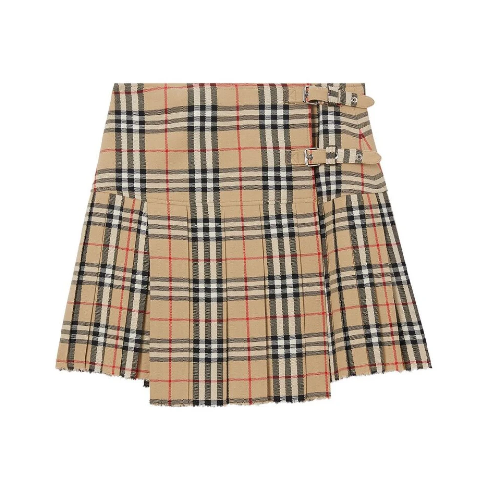 Burberry Vintage Check Wollen Rok Beige Dames