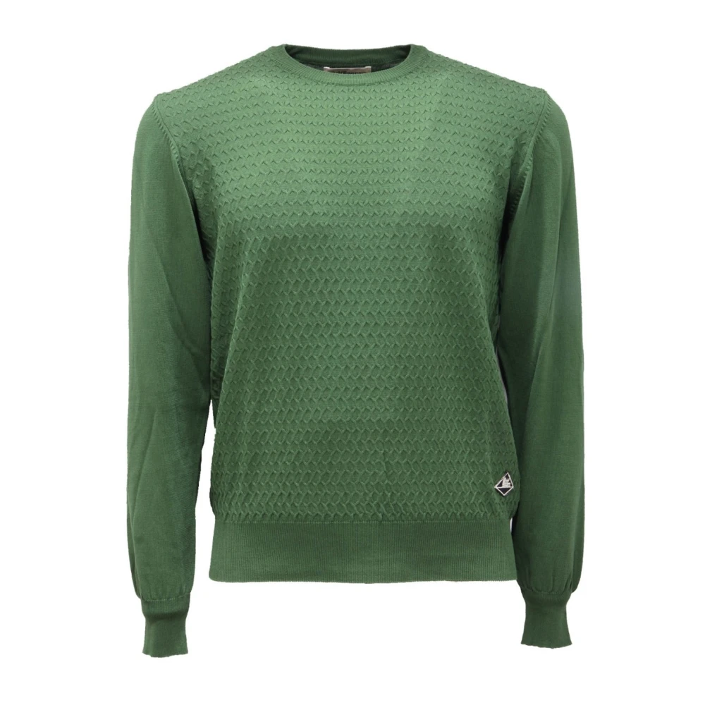 Roy Roger's Men's Green Round-Neck Knitwear, 2XL, Crew Neck Cotton Fin.12 Jumper