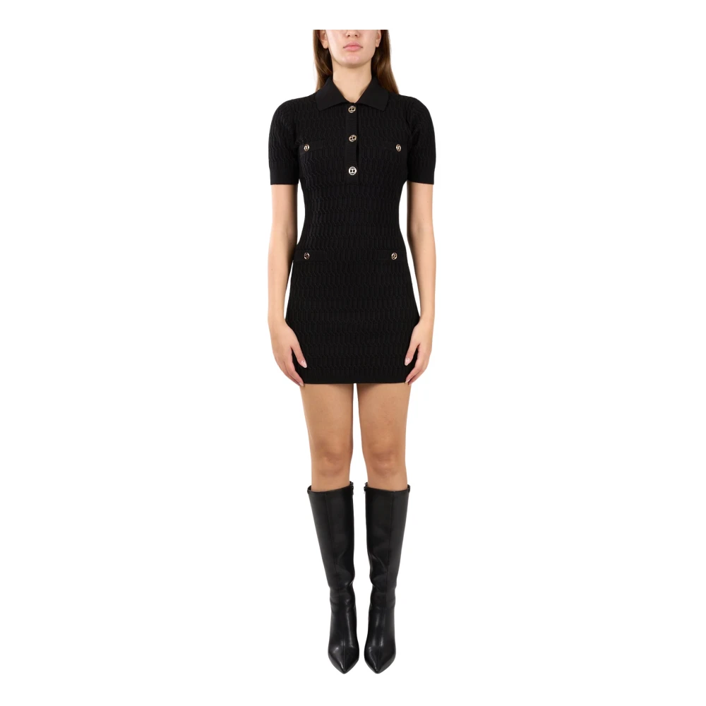 Twinset Mini gebreide jurk met knoopdetails Black Dames