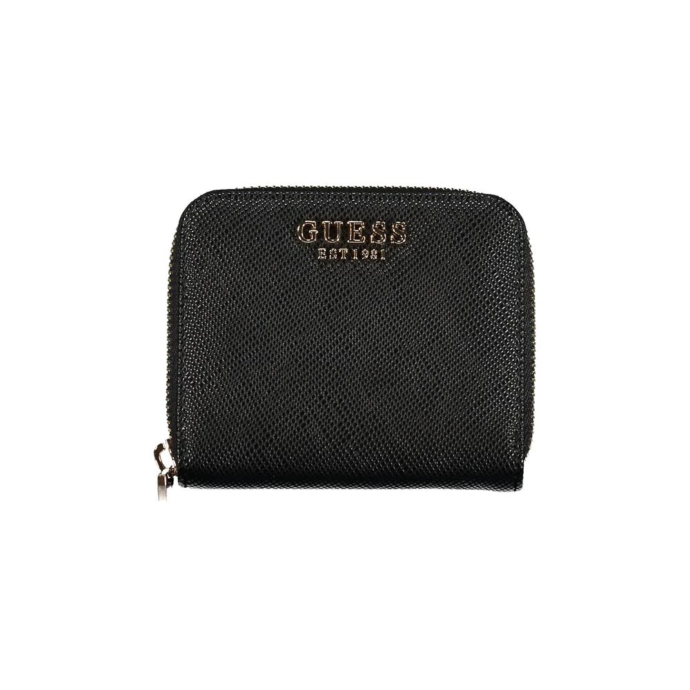 Guess Zwarte Portemonnee met Rits en Logo Black Dames
