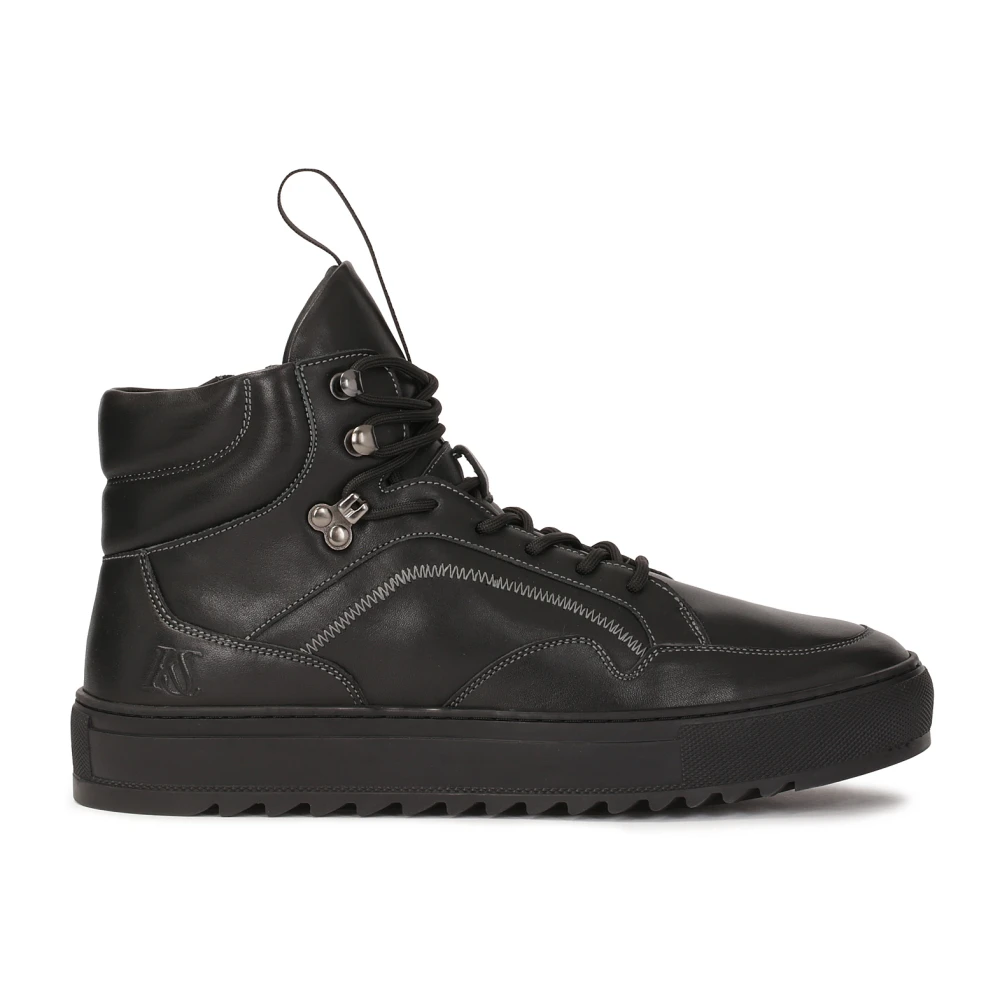 Kazar Studio Zwarte hoge leren sneakers met veters Heren Schoenen