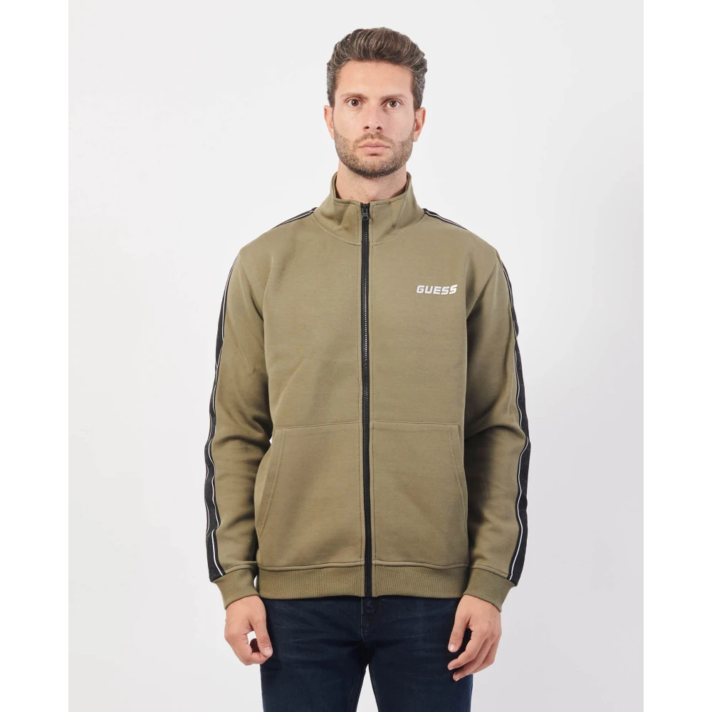 Guess Groene Rits Trui Fleece Stijl Green Heren