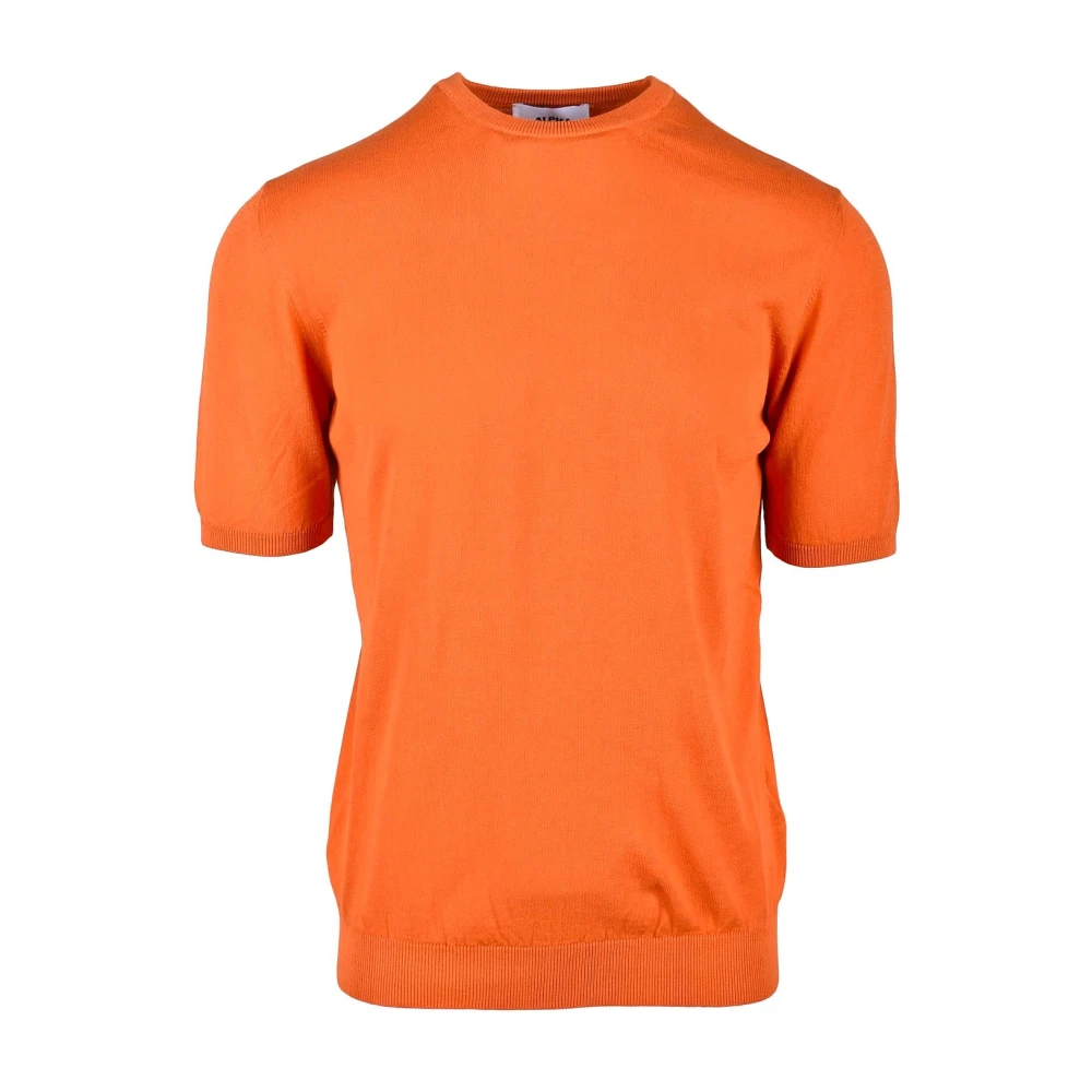 Alpha Studio Round-neck Knitwear Orange Heren