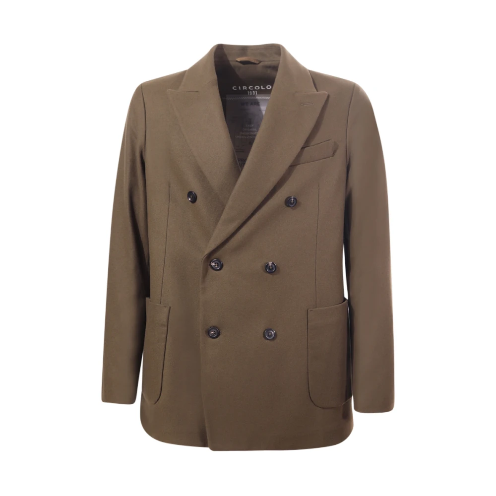 Circolo 1901 Peak Lapel Lichtbruine Wollen Jas Brown Heren