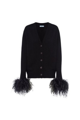 feather-trim-v-neck-sweater-black