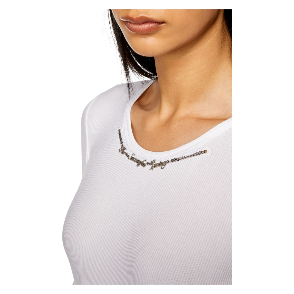 Diesel Long-sleeve top with chain necklace White Dames
