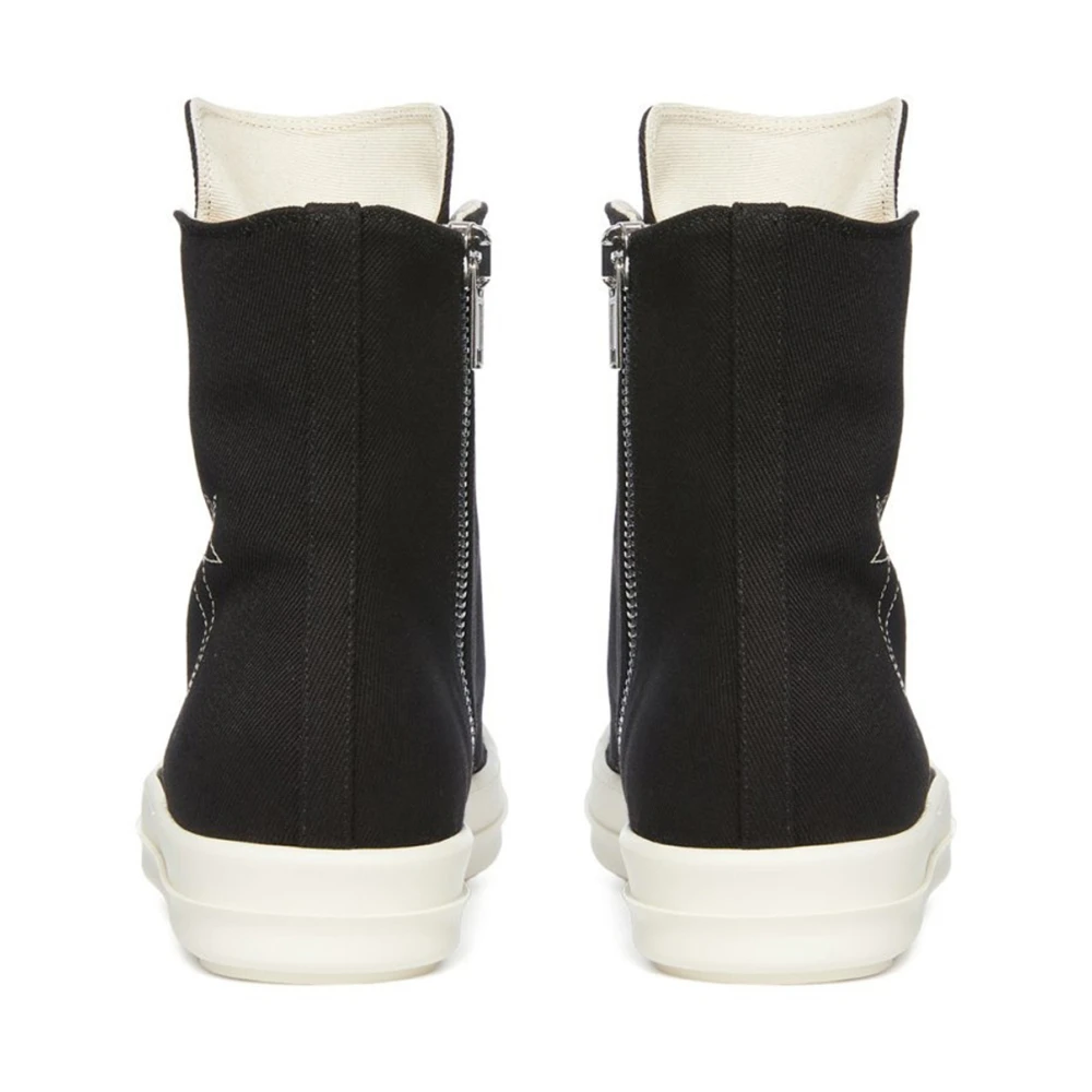 Rick Owens Zwarte hoge sneakers met rits Black Heren