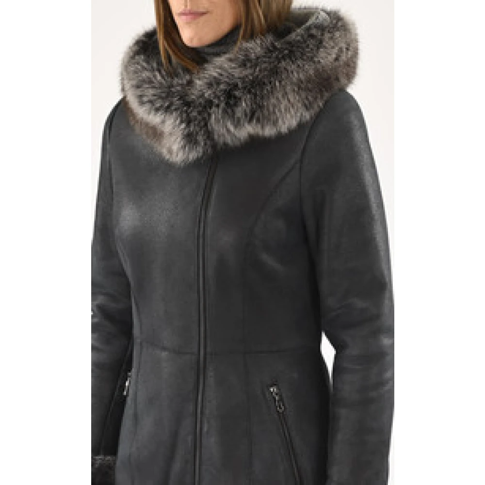 La Canadienne Zwarte gevoerde schapenvachtjas Black Dames