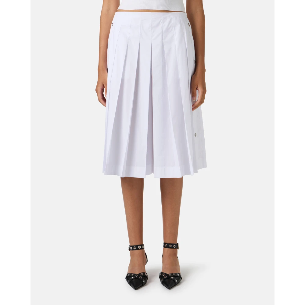Iceberg Witte geplooide rok met norHeren taille in katoenen popeline White Dames