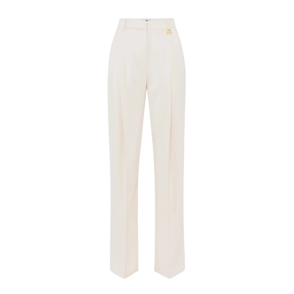 Elisabetta Franchi Crepe broek met gouden charme detail Yellow Dames