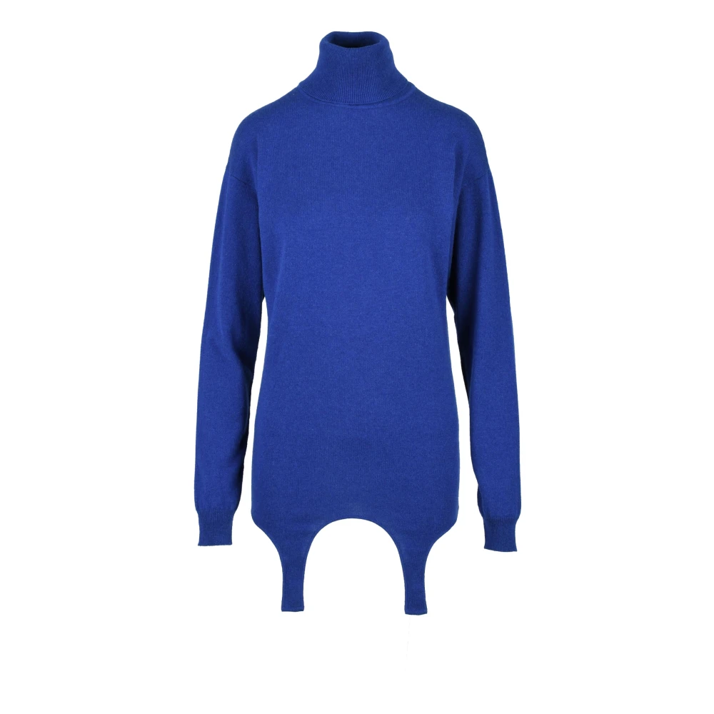 Saint Laurent Women's Blue Cashmere Knitwear, M, Cashmere Turtleneck Jumper