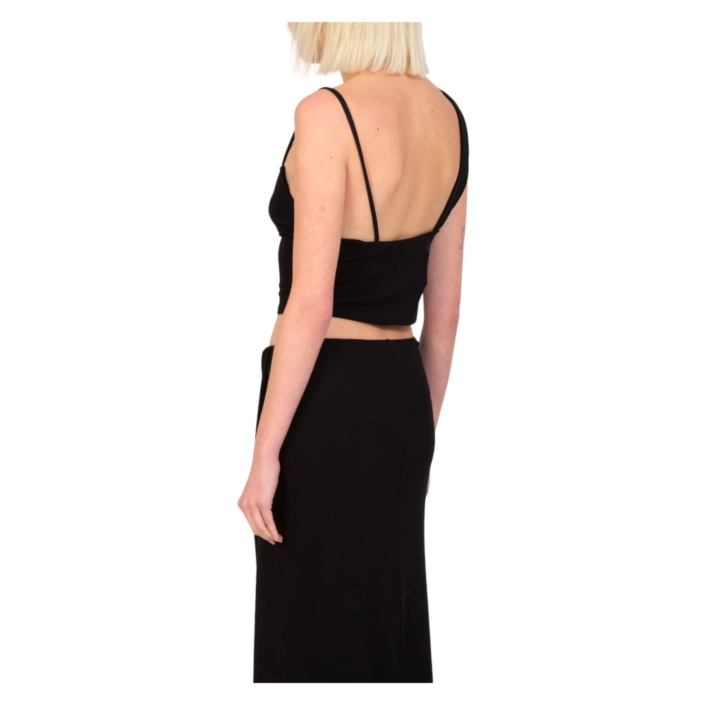 pinko Asymmetrische Crepe Top in Z99 Black Dames