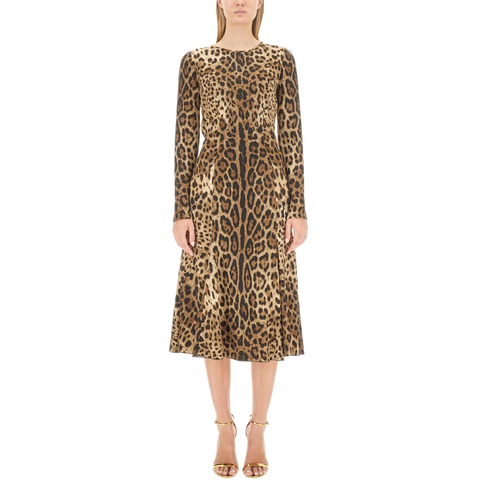 Dolce & Gabbana Slim Fit Longuette Jurk Multicolor Dames
