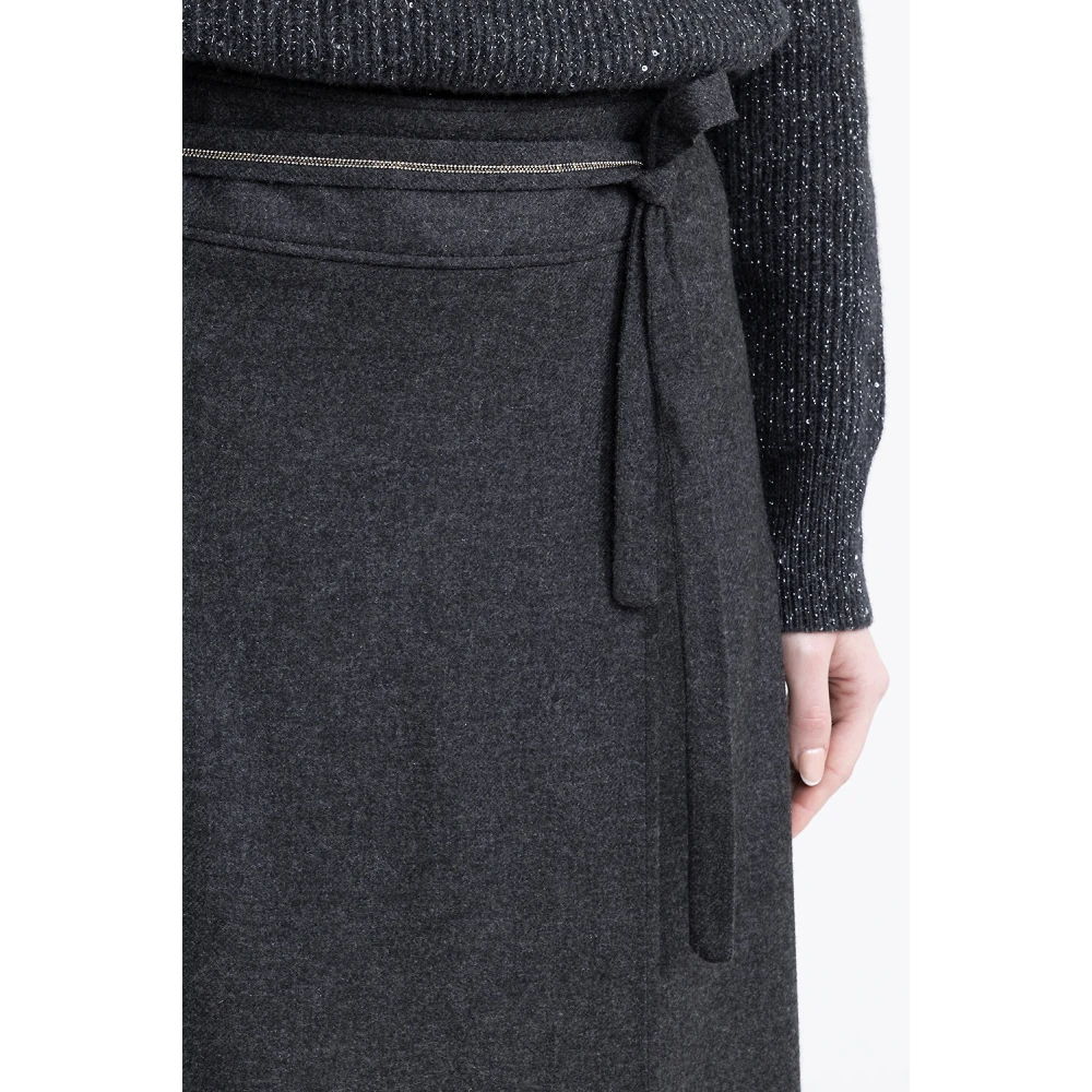 PESERICO Viscose en wol flanellen midi-rok Gray Dames