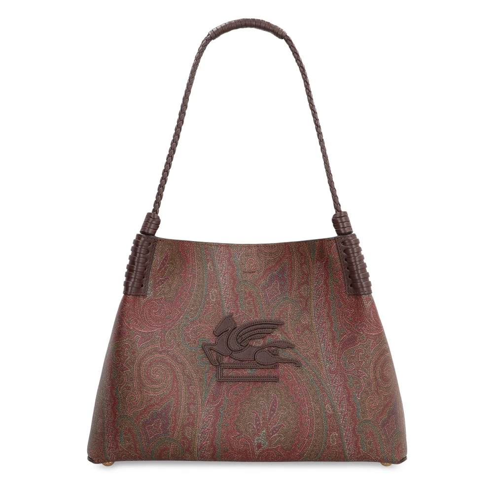 ETRO Paisley Jacquard Tote met Leren Details Brown Dames