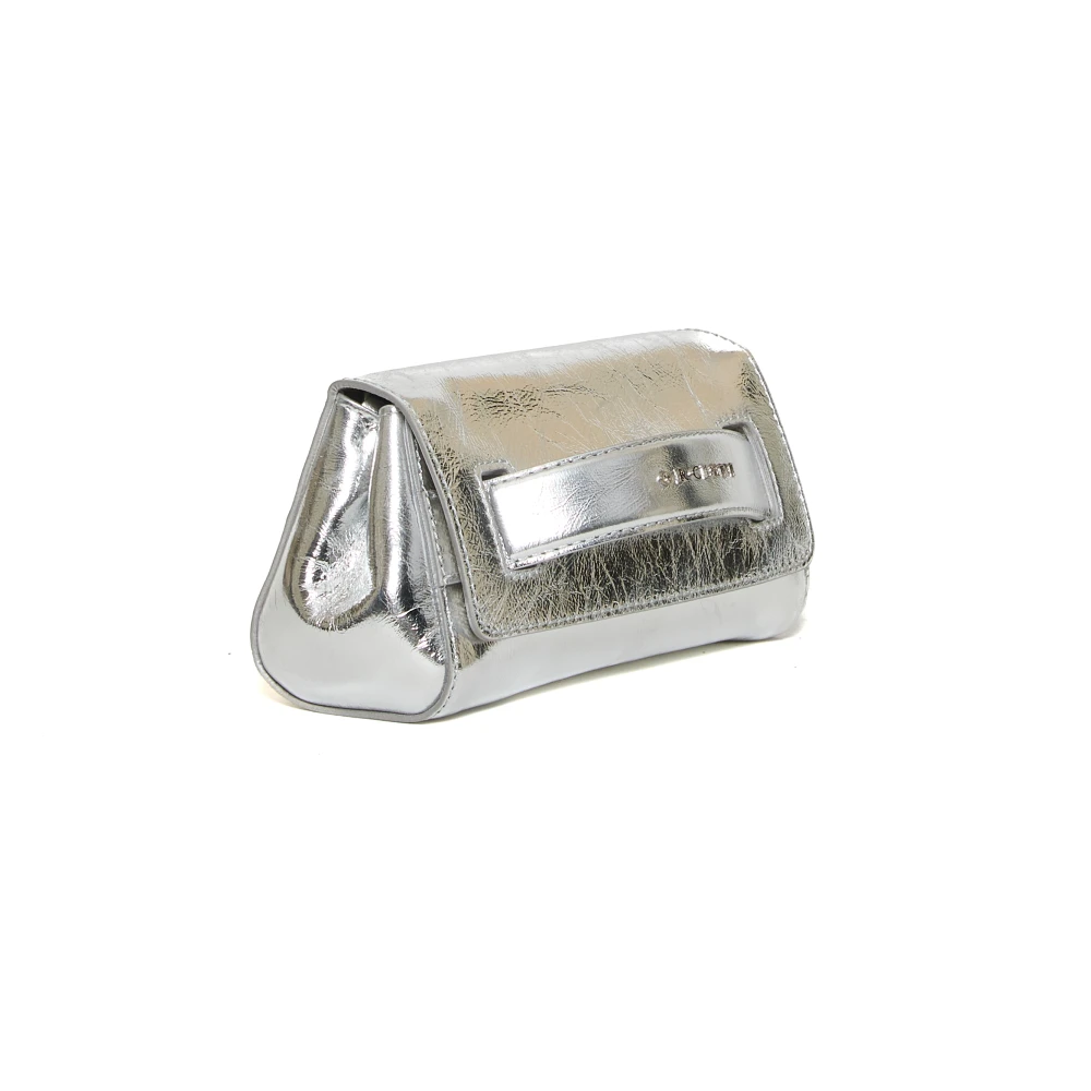 Orciani Metallic Leren Handtas Elegantie Gray Dames