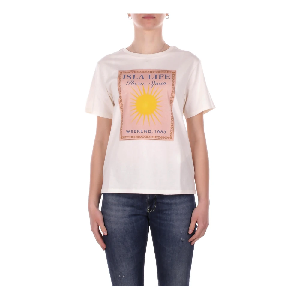 Weekend Max Mara Women's Beige T-Shirts, Xs, Front Logo T-Shirt