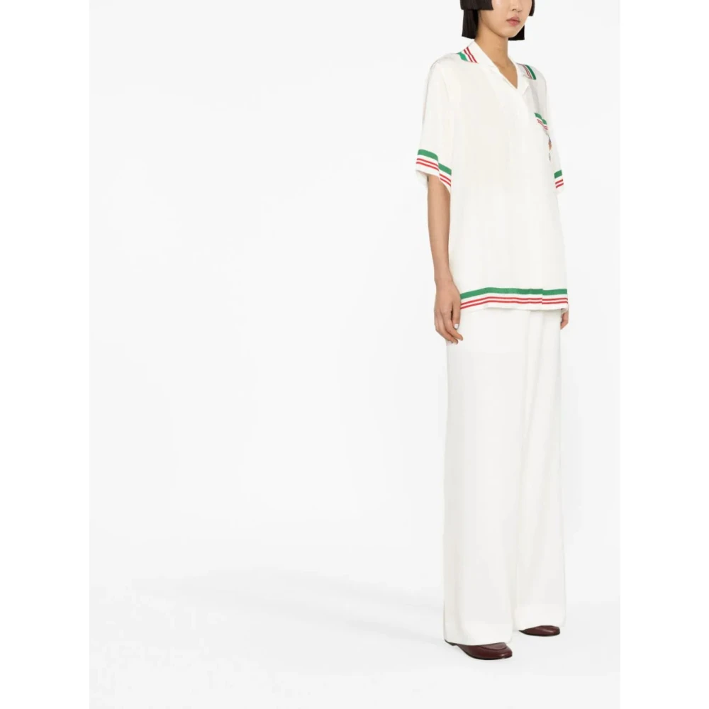 Casablanca Zijden overhemd met bedrukte Marokkaans geïnspireerde kunst White Dames