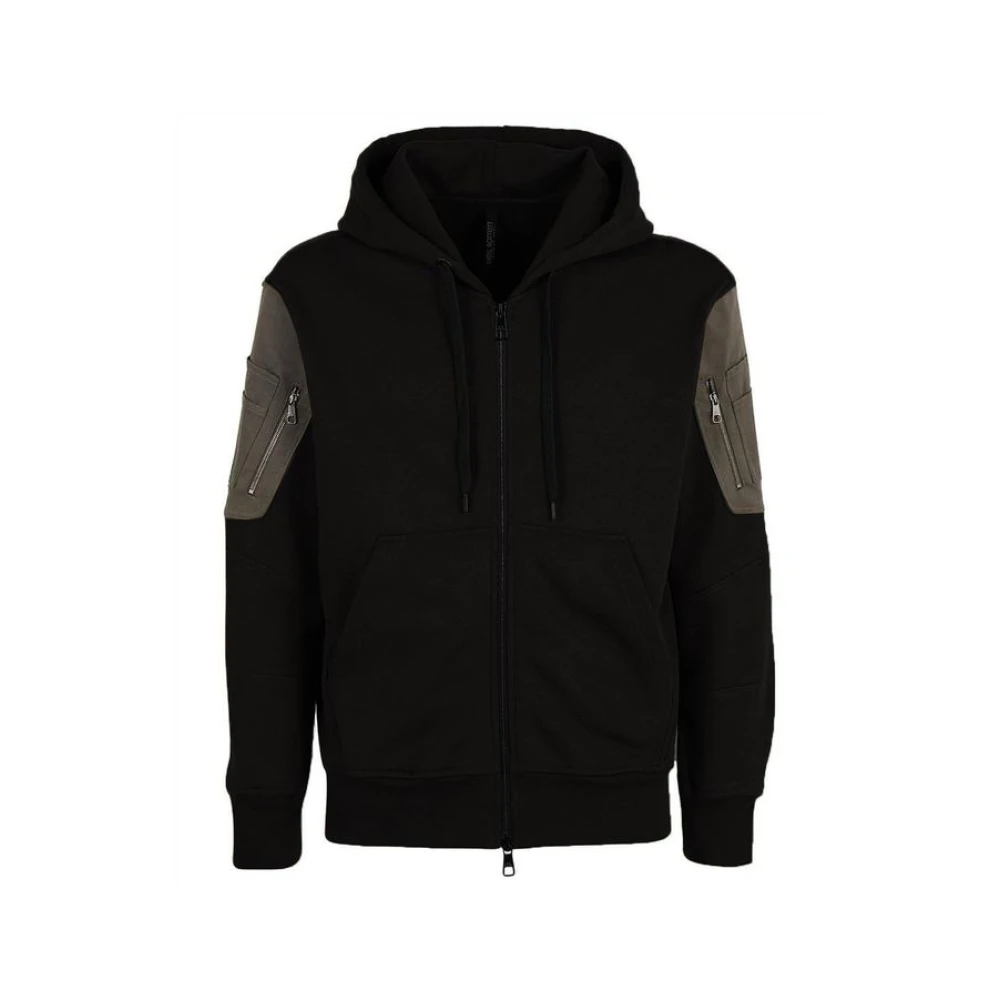 Neil Barrett Men's Black Zip-Throughs, M, Cotton Sweatshirt