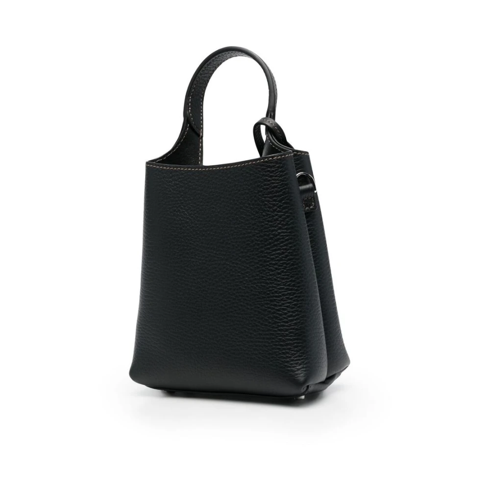 TOD'S Zwarte Leren Logo Plaque Handtas Black Dames