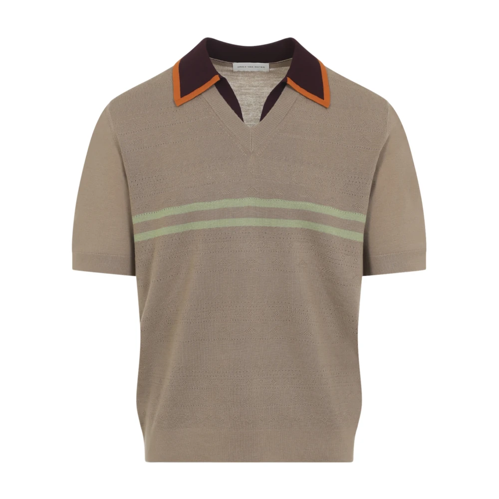 Dries Van Noten Men's Beige Polo Shirts, Xl, Wool-Blend T-Shirt