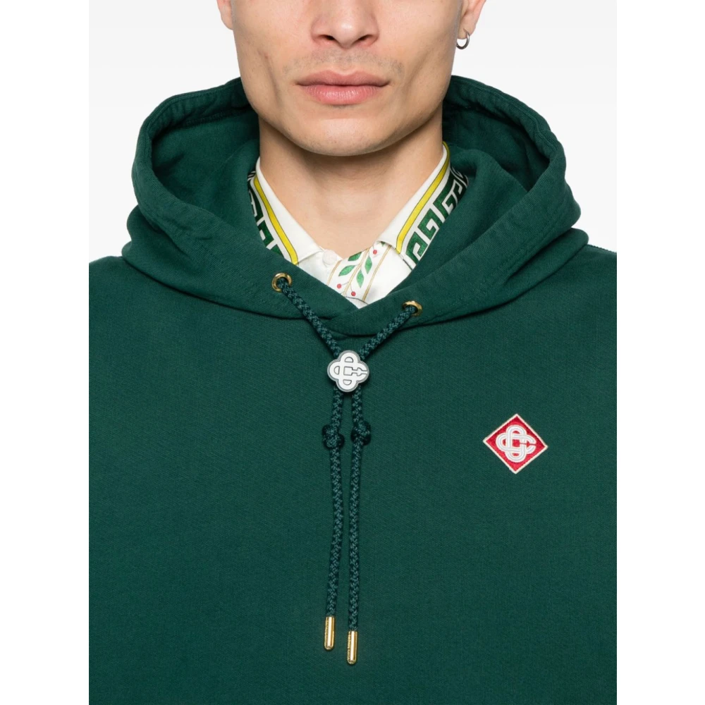 Casablanca Donkergroene Logo Patch Hoodie Green Heren