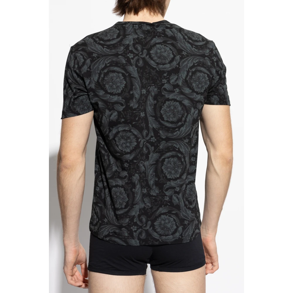 Versace Ondershirt T-shirt met Barocco print Black Heren